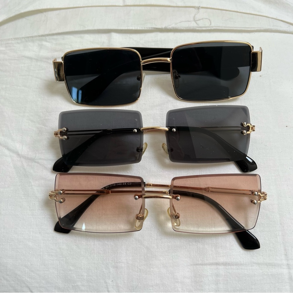 Black and Gold Square Shape Sunglasses